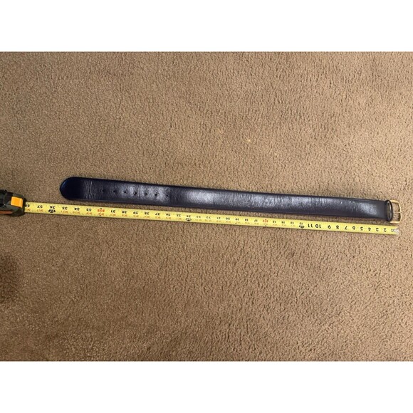 Accessory Lady Navy Blue Leather Belt Size M with Gold Tone Accent Buckle - Picture 16 of 16